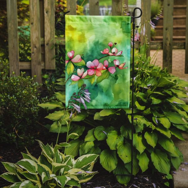 Virginia American Dogwood in Watercolor Garden Flag – Outdoor Decorative Garden Flag For Sale - Image 2