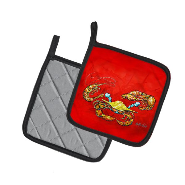 Seafood Sandwich Crab Shrimp Crawfish Pair of Pot Holders For Cheap - Image 2