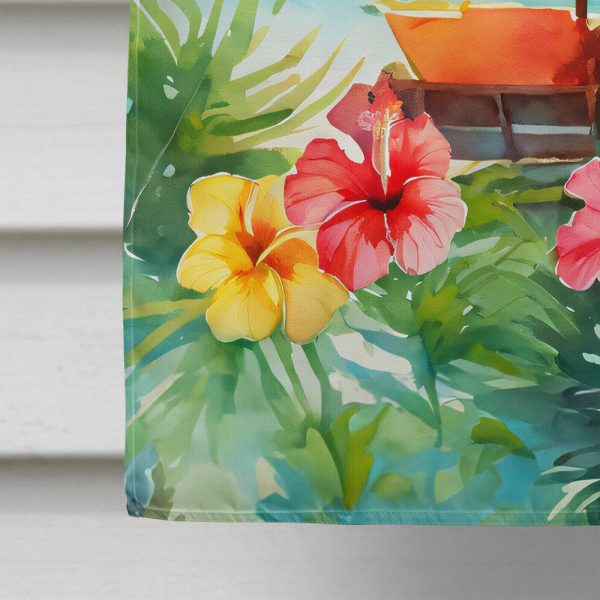Hawaii Hawaiian Hibiscus in Watercolor House Flag Online Sale - Image 4