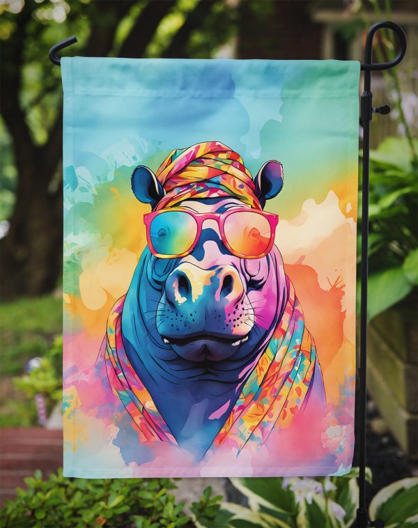 Hippopotamus Garden Flag - Hippie Aniimals - Animal-Themed Yard Decor For Sale - Image 3