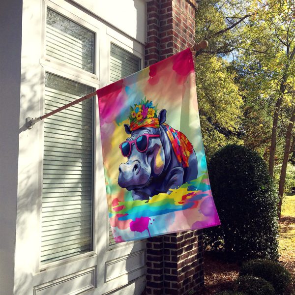 Hippie Animal Hippopotamus House Flag Online Hot Sale - Image 2