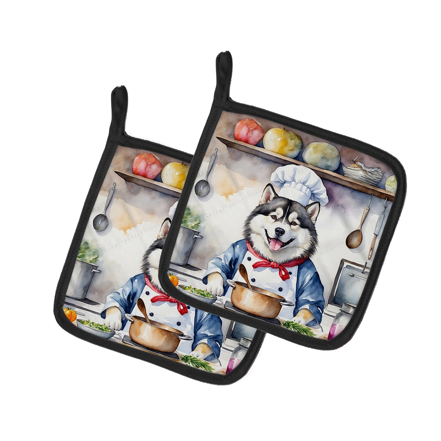 Alaskan Malamute The Chef Pair of Pot Holders Hot on Sale