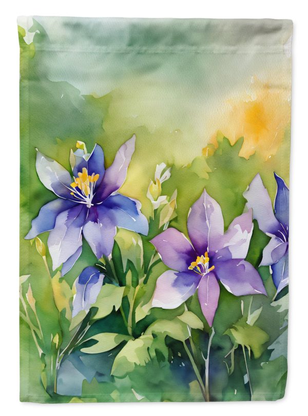 Colorado Rocky Mountain Columbine in Watercolor House Flag on Sale