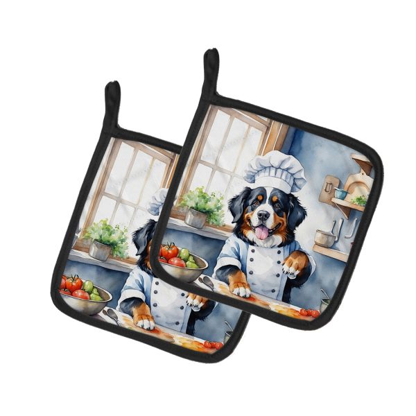 Bernese Mountain Dog The Chef Pair of Pot Holders Cheap