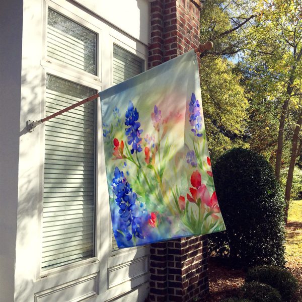 Texas Bluebonnets in Watercolor House Flag Online - Image 2