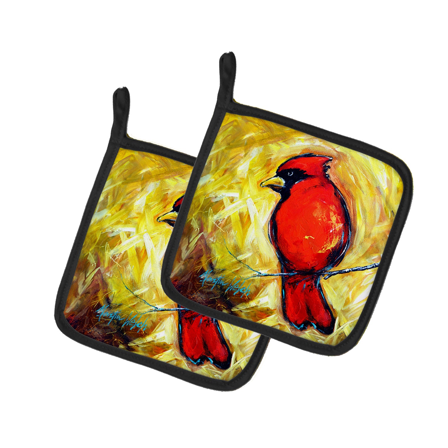 Sha Red Baba Bird Pair of Pot Holders Hot on Sale