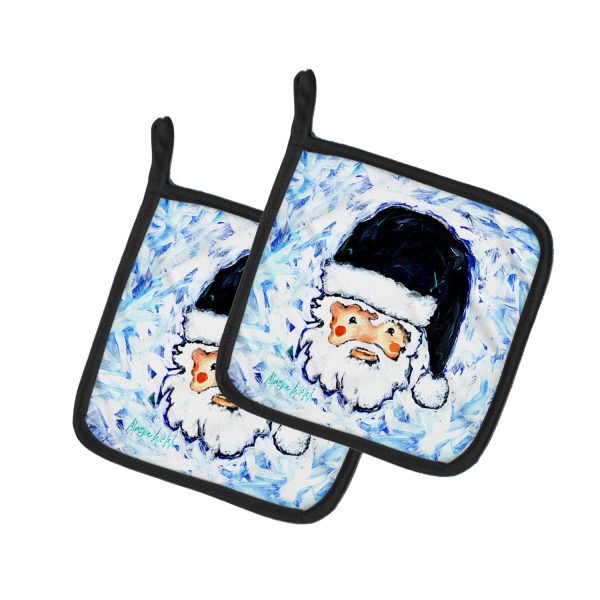 Novena Blue Santa Claus Pair of Pot Holders For Cheap