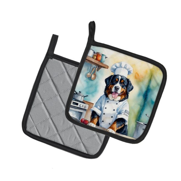 Bernese Mountain Dog The Chef Pair of Pot Holders For Sale - Image 2