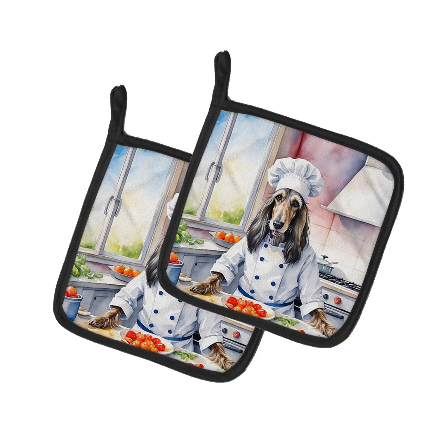 Afghan Hound The Chef Pair of Pot Holders Online Hot Sale