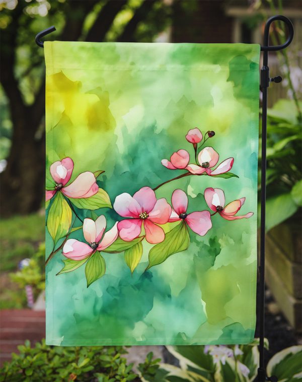 Virginia American Dogwood in Watercolor Garden Flag – Outdoor Decorative Garden Flag For Sale - Image 3