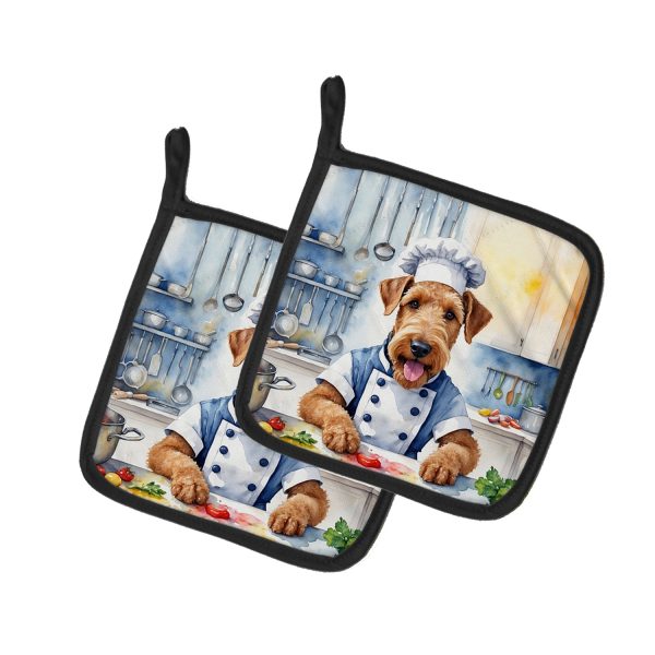 Airedale Terrier The Chef Pair of Pot Holders on Sale