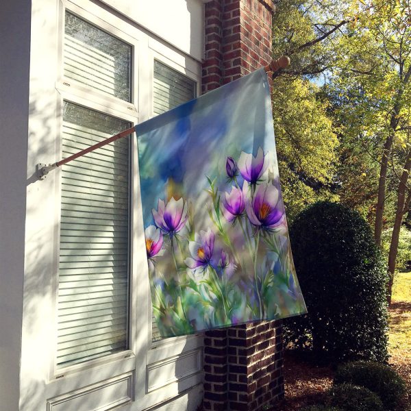 South Dakota Pasque Flowers in Watercolor House Flag Online now - Image 2