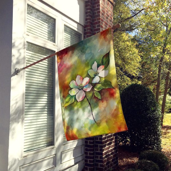 Virginia American Dogwood in Watercolor House Flag Online now - Image 2