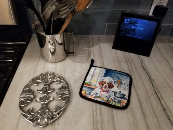 Brittany Spaniel The Chef Pair of Pot Holders Sale - Image 3