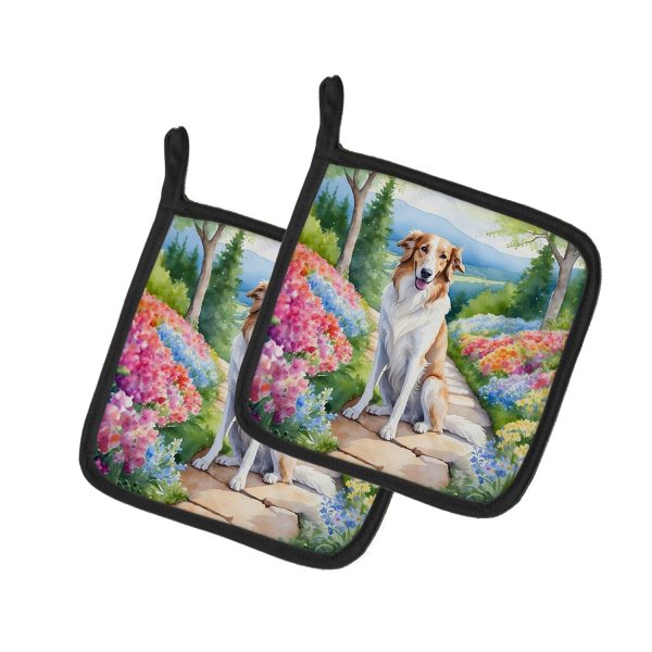 Borzoi Spring Path Pair of Pot Holders Online now