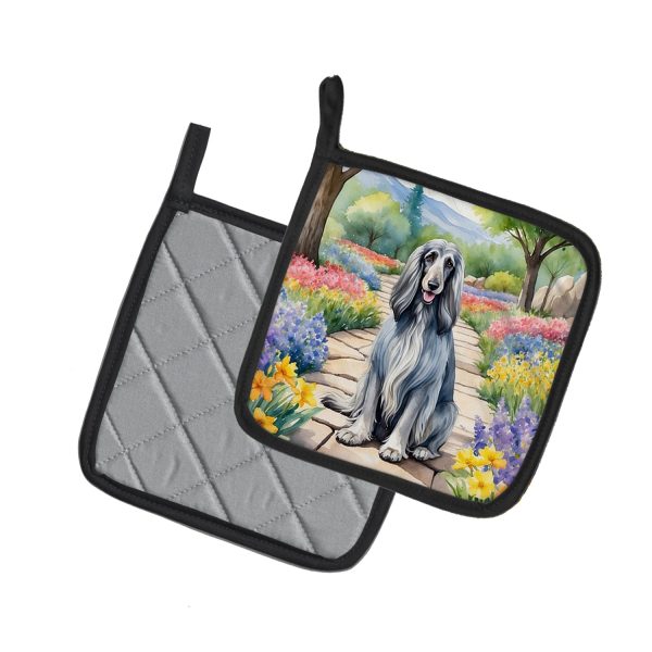 Afghan Hound Spring Garden Pair of Pot Holders Fashion - Image 2