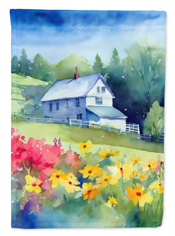 Massachusetts Mayflowers in Watercolor House Flag Hot on Sale
