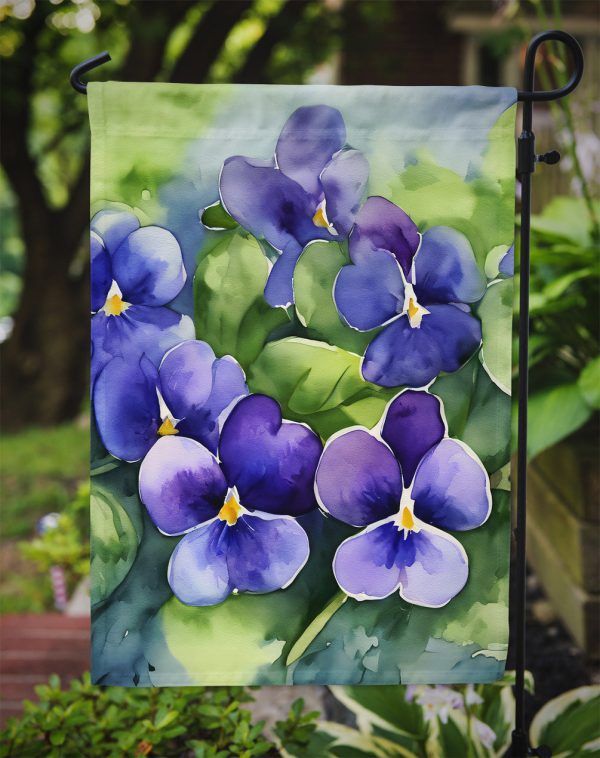 Rhode Island Violets in Watercolor Garden Flag – Outdoor Decorative Garden Flag Online Sale - Image 3