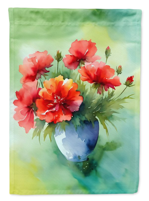 Ohio Scarlet Carnations in Watercolor House Flag Hot on Sale