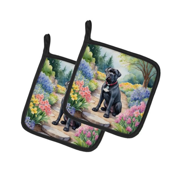 Cane Corso Spring Path Pair of Pot Holders Hot on Sale