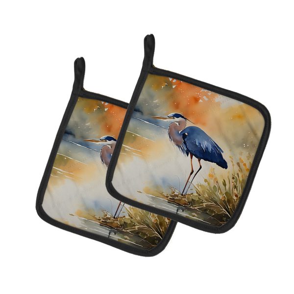 Blue Heron Pair of Pot Holders Hot on Sale