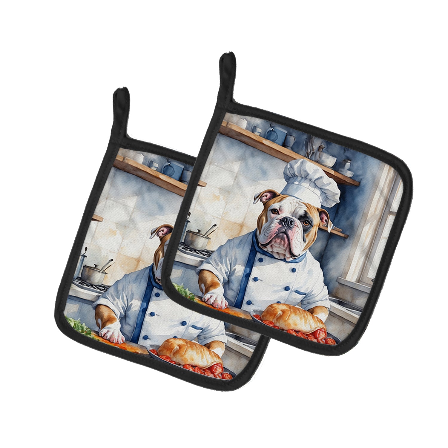 American Bulldog The Chef Pair of Pot Holders For Cheap