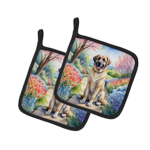 Anatolian Shepherd Spring Garden Pair of Pot Holders For Cheap