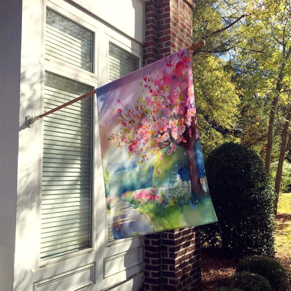 Michigan Apple Blossoms in Watercolor House Flag Online Sale - Image 2