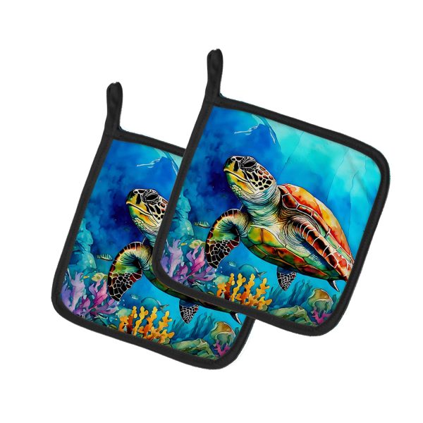 Loggerhead Sea Turtle Pair of Pot Holders on Sale