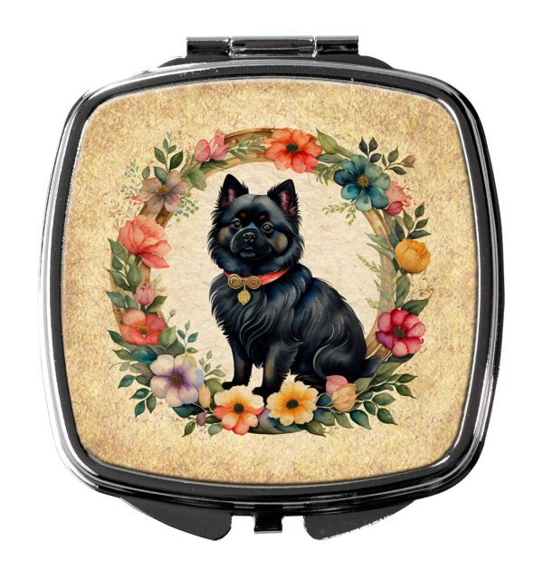 German Spitz and Flowers Compact Mirror Online Hot Sale