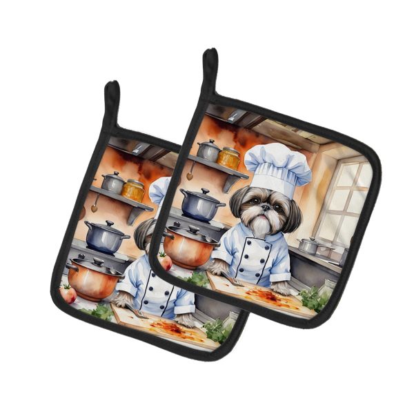 Shih Tzu The Chef Pair of Pot Holders Supply