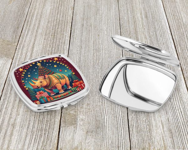 Rhinoceros Christmas Compact Mirror For Sale - Image 3