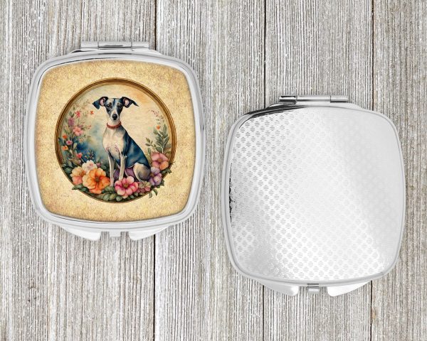 Italian Greyhound and Flowers Compact Mirror Hot on Sale - Image 4