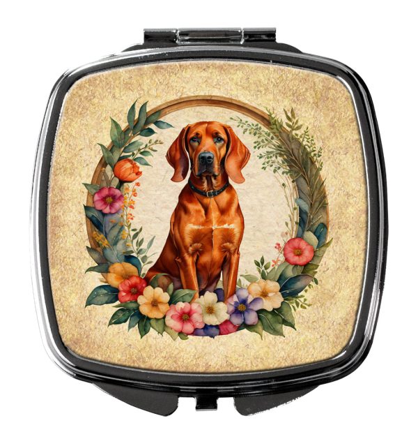 Redbone Coonhound and Flowers Compact Mirror For Sale