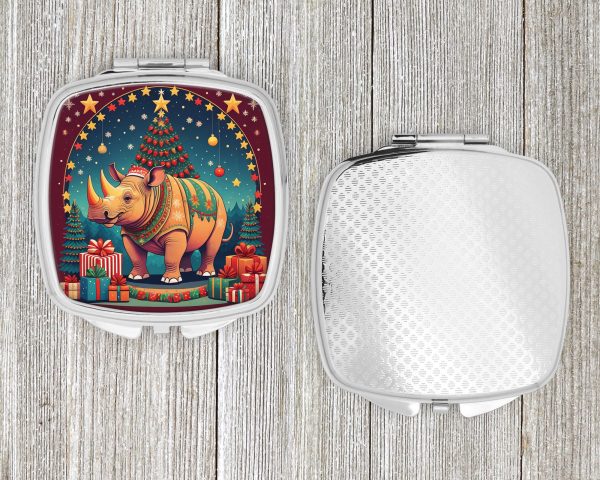Rhinoceros Christmas Compact Mirror For Sale - Image 4