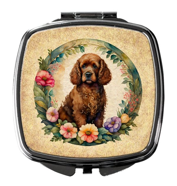 Irish Water Spaniel and Flowers Compact Mirror Fashion