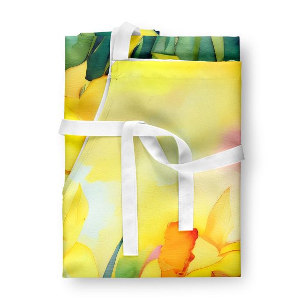 Daffodils in Watercolor Apron Hot on Sale - Image 3