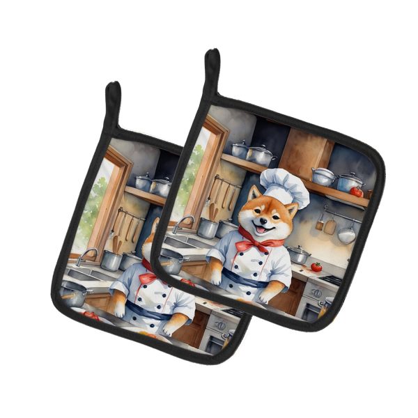 Shiba Inu The Chef Pair of Pot Holders Online now