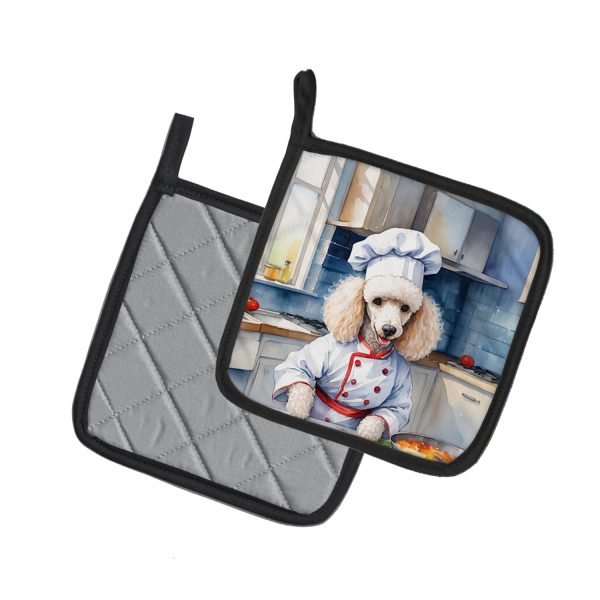 White Poodle The Chef Pair of Pot Holders on Sale - Image 2