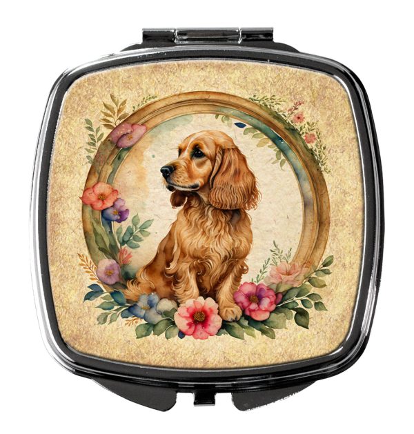 English Cocker Spaniel and Flowers Compact Mirror For Cheap