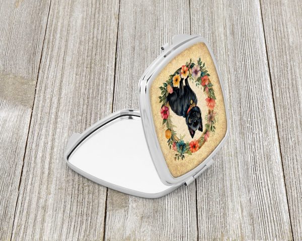 German Spitz and Flowers Compact Mirror Online Hot Sale - Image 2