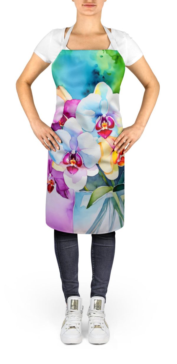 Orchids in Watercolor Apron Discount - Image 2