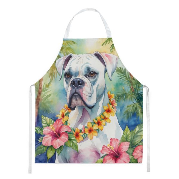White Boxer Luau Apron Fashion
