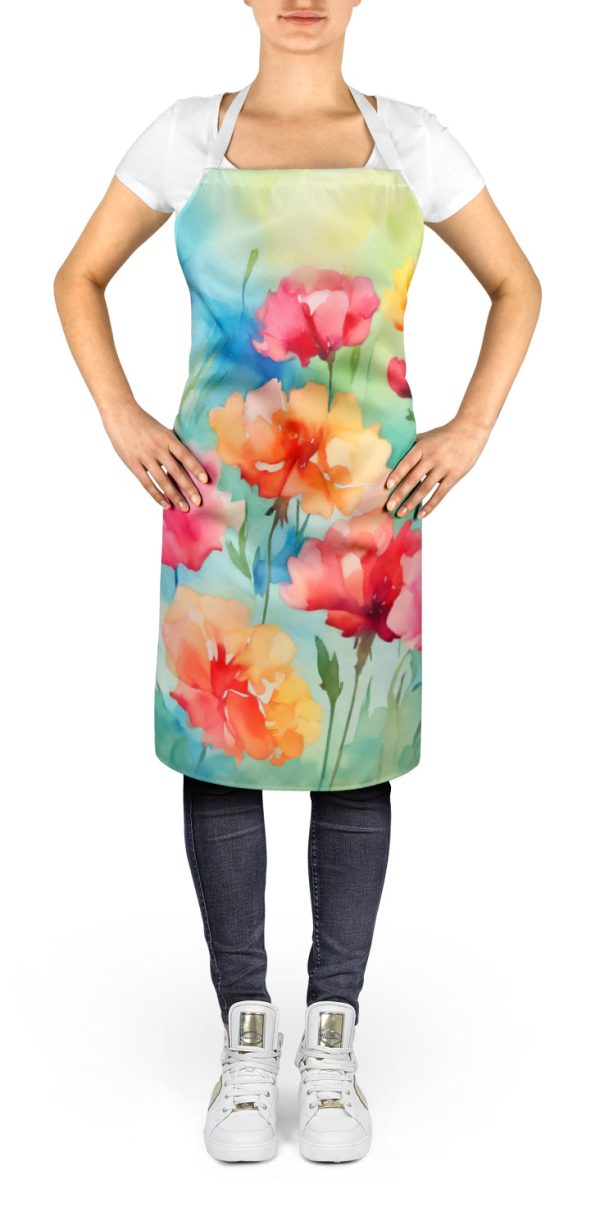 Carnations in Watercolor Apron Cheap - Image 2