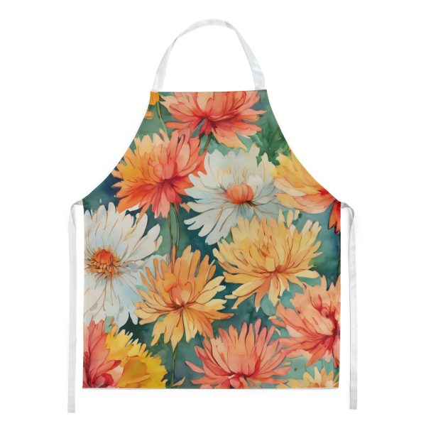 Chrysanthemums in Watercolor Apron For Sale