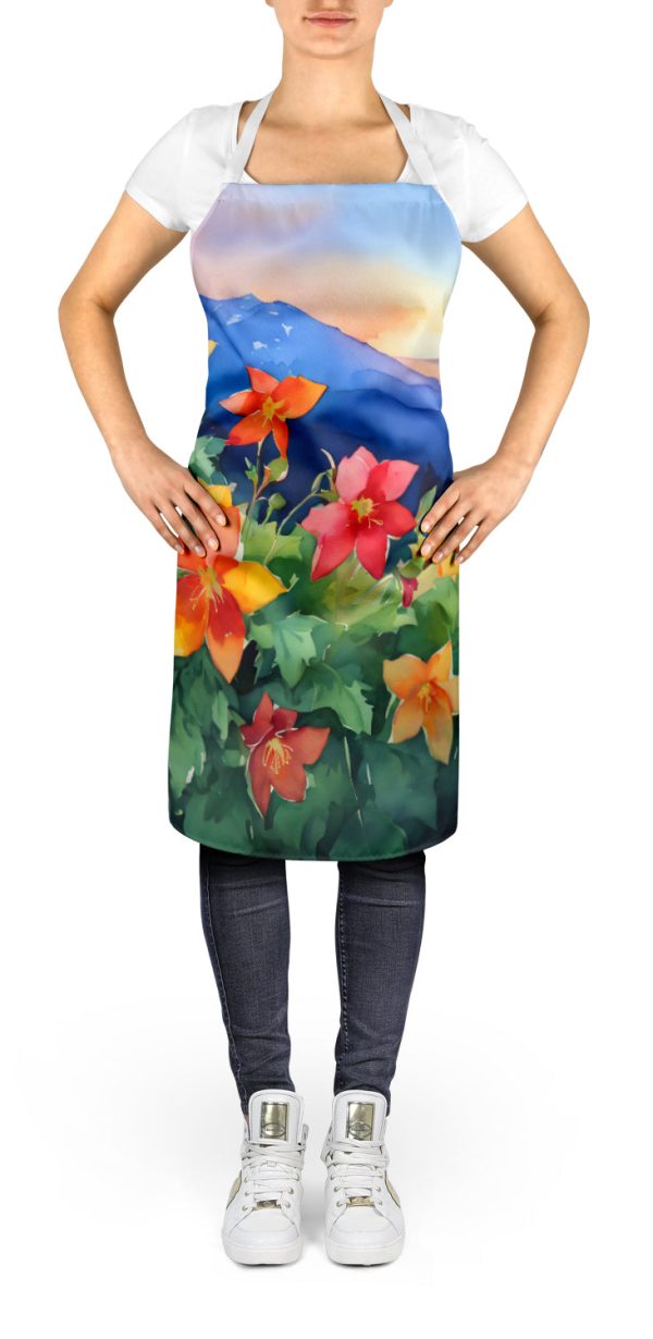 Colorado Rocky Mountain Columbine in Watercolor Apron Fashion - Image 2