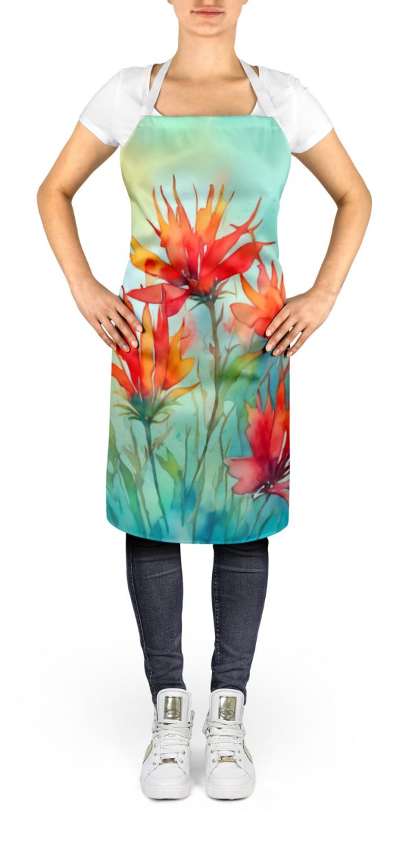 Wyoming Indian Paintbrush in Watercolor Apron Online now - Image 2