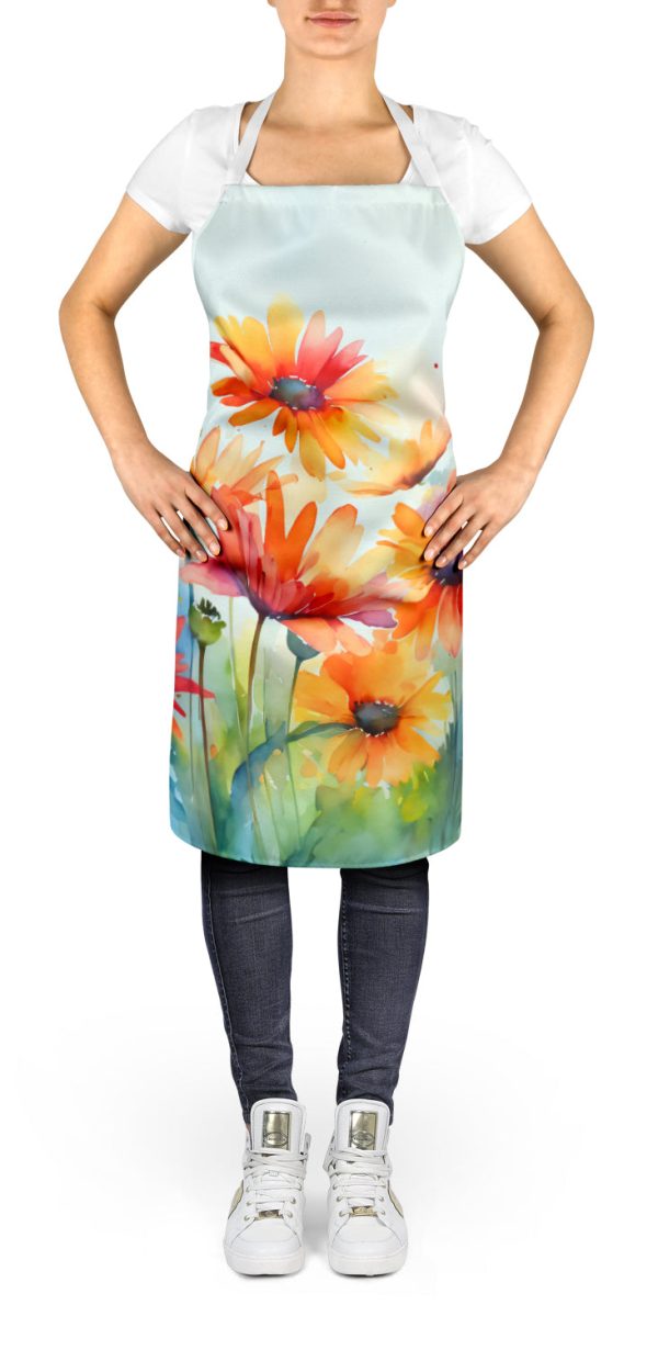 Gerbera Daisies in Watercolor Apron Online - Image 2