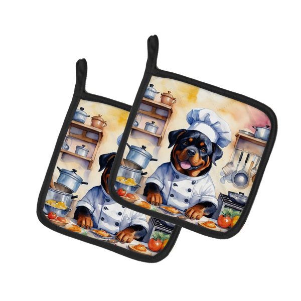 Rottweiler The Chef Pair of Pot Holders Supply