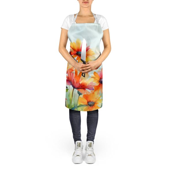 Gerbera Daisies in Watercolor Apron Online - Image 5